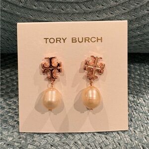 Tory Burch Rose Gold Pearl Drop Earrings